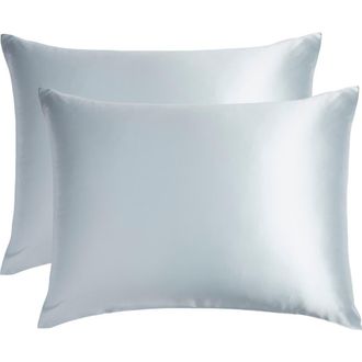 Nordstrom Set of 2 Silk Pillowcases in Blue Drift at Nordstrom, Size King
