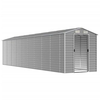 Berkfield Home Garden Shed Light Grey 191x810x198 cm Galvanised Steel | Size: 191 x 810 x 198 cm