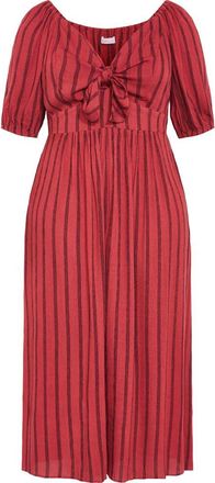 City Chic Bella Tie Front Maxi Dress in Rust Stripe at Nordstrom, Size Xxxs