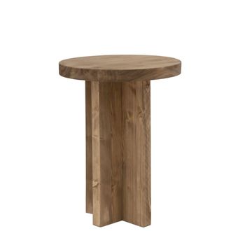 Deco Wood Taburete de madera maciza en tono envejecido de 35x45cm
