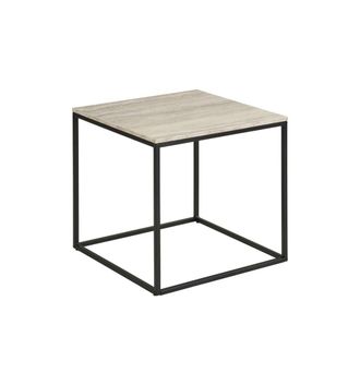 Moloo Mesa auxiliar de travertino y metal 45x45 cm