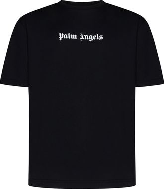 Palm Angels Black T-shirt With Front Logo