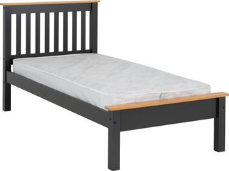 Seconique MONACO 3 LOW END BED - DARK GREY/OAK EFFECT - SECONIQUE | TJ Hughes Grey