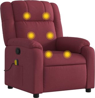 vidaXL Sill&oacute;n De Masaje Reclinable De Tela Color Vino Tinto Vidaxl