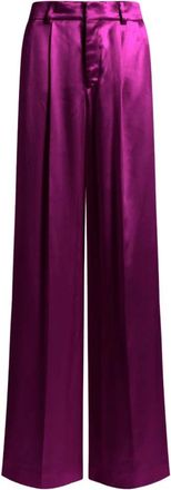 Alberta Ferretti Geplooide Broek - Dames - Wijde Broeken - Paars - 2XL - Leer - Broeken