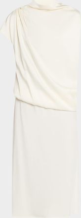 Fabiana Filippi Draped Asymmetric Enver Satin Midi Dress