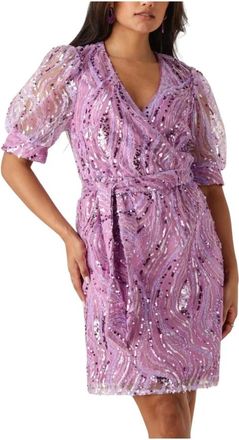 Freebird by Steven Dames, Jurken, Paars, Maat: 2XL Denim