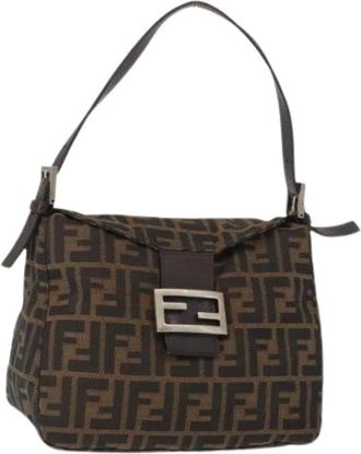 Fendi Pre-owned Shoulder Bags, female, Brown, Size: ONE SIZE Pre-owned Vintage Canvas Shoulder Bag