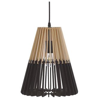 Beliani L&aacute;mpara De Techo Negro Y Marr&oacute;n Claro Industrial Boho Bicolor Para Sal&oacute;n Dormitorio Comedor Dise&ntilde;o Moderno Cavalla