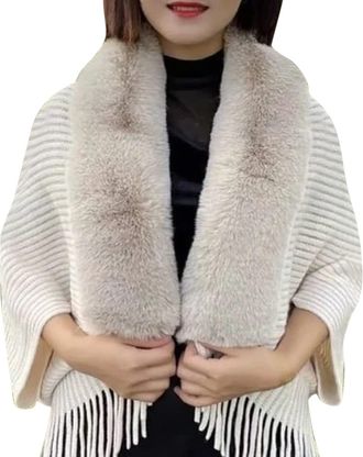 Generic mens fashion sale warehouse clearance Womens Scarves Lightweight Fall Ladies Knitted Loose Thickened Shawl Coat Faux Plush Collar Scarf Wrap Tassel Fr