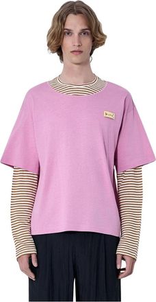 Marni Gelaagde T-shirt - Heren - T-shirts - Roze - L - Katoen - Tops