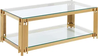 Vente-Unique Mesa de centro de cristal templado y acero inoxidable - Dorado - NOMELANO de Pascal MORABITO