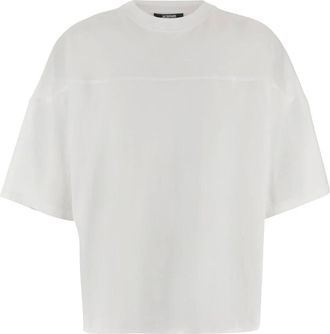 Jacquemus T-Shirts, male, White, Size: S Cotton T-shirt with back logo
