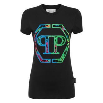 Philipp Plein Tops, Dames, Zwart, S, Katoen, T-Shirt Pure