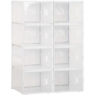 HOMCOM Homcom - Scarpiera Moderna Salvaspazio 18 Cubi 28x36x21cm in Plastica pp Bianco
