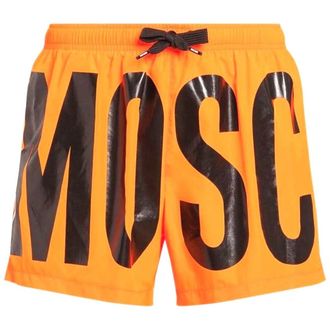 Moschino merkprint logo fel oranje korte zwemshort