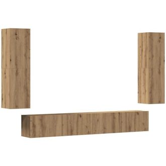 vidaXL Vidaxl - Muebles De Tv De Pared 4 Uds Madera Ingenier&iacute;a Roble Artesanal