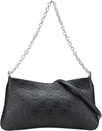 Gucci Pre-owned Shoulder Bags, female, Black, Size: ONE SIZE Pre-owned Leather Shoulder Bag