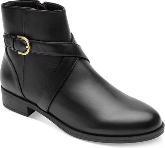 Rockport Womens Rockport Vicky CI9745 Boots Black Leather Ankle Belt Bootie HTAT252