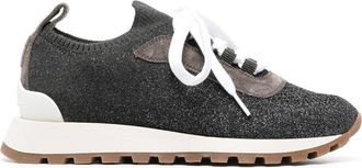 Brunello Cucinelli sock-style low-top sneakers - women - Suede - 39 1/2 - Grey
