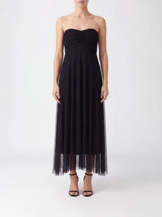 Twinset A-Line Tulle Midi Dress with Sweetheart Neckline and Off-the-Shoulder Design