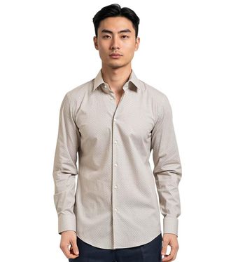 HUGO BOSS Beige Slim Geometric Shirt