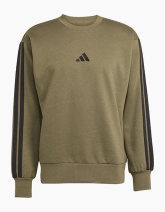 adidas Mens Mens Essentials 3 Stripes Fleece Sweatshirt - Tan - Size: 42
