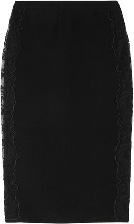 Versace floral-embroidered pencil midi skirt - women - Polyester/Viscose/Silk - 40 - Black