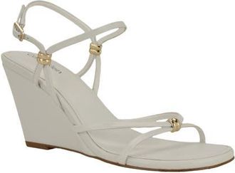 Calvin Klein Deliney Ankle Strap Wedge Sandal in White at Nordstrom, Size 5.5