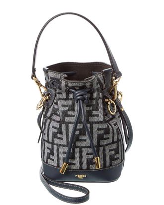 Fendi Fendi Mon Tresor Mini Ff Denim & Leather Bucket Bag