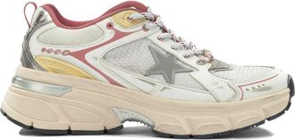 Golden Goose Silver White Lace-Up Sneakers