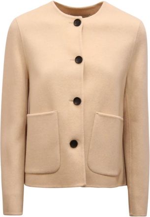 Emma & Gaia Cappotto Corto Wool/Cashmere Coat - Dames - Zomerjassen - Beige - S - Wol - Jassen