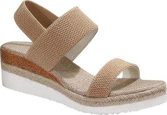 Generic Womens Wedge Heel Sandals UK Sale Clearance,Ladies Strappy Casual Shoes Elastic Strap Slingback Sandal Open Toe Slippers Retro Roman Shoe Outdoor Walk