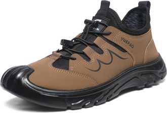 Generic Mens Fashion Outdoor Casual Hiking Sneakers with Drawstring Lace-Up Design and Comfortable Padded Ankle Support (Khaki, 5.5)