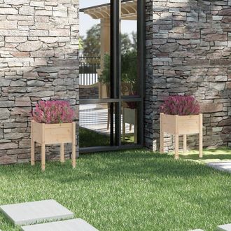 vidaXL Vidaxl - Furniture Limited - Jardineras 2 Uds Madera Maciza De Pino