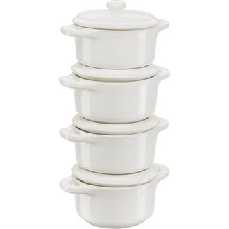 Staub Mini Cocotte Set 4-tlg. Rund, Keramik, Elfenbein-wei