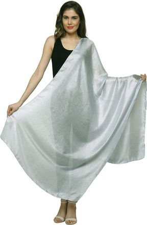 World of Shawls Exquisite Silky Textured Weave Effect Shawl/Scarf/Wrap for Occasion Party Wedding, Bridal, Bridesmaid, Cover Up (Light Silver)