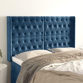 vidaXL Cabecero Con Orejas De Terciopelo Azul Oscuro 163x16x118/128 Cm Vidaxl