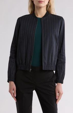 Theory Baharah Pinstripe Bomber Jacket in Navy Multi at Nordstrom Rack, Size Petite