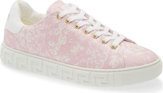 Versace Barocco Jacquard Greca Low Top Sneaker in Pink Multicolor Oro at Nordstrom, Size 8.5Us