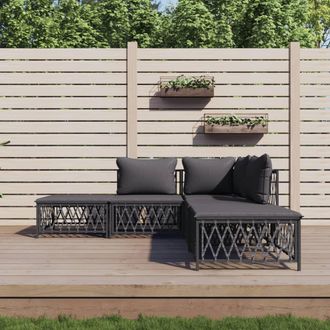 vidaXL Juego De Muebles De Jard&iacute;n 5 Pzas Con Cojines Acero Antracita Vidaxl