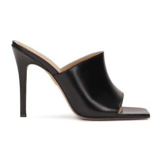 Kazar Heeled Mules met Vierkante Neuzen - Dames - Muiltjes - Zwart - 39 EU - Leer - Schoenen