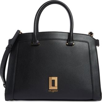 Karl Lagerfeld Simone Leather Satchel in Black/Gold at Nordstrom Rack