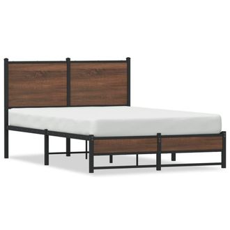 Berkfield Home Metal Bed Frame without Mattress Brown Oak 120x190 cm Small Double