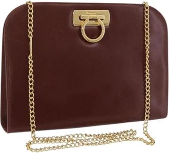 Ferragamo Pre-owned Leren Crossbodytas - Dames - Vintage Schoudertas - Bruin - ONE Size - Leer - Vintage