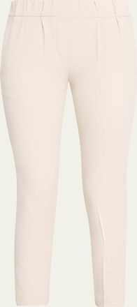 Brunello Cucinelli Silk Crepe Slim-Leg Ankle Pull-On Pants
