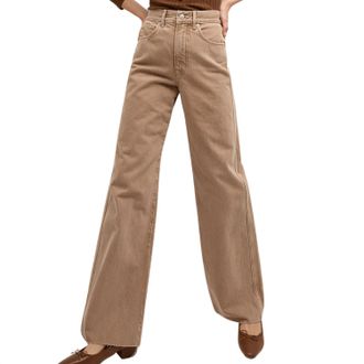Veronica Beard Womens Taylor Wide Leg Jean In Tan Sierra