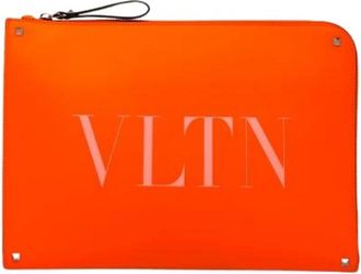 Valentino Pre-owned Rockstud Clutch - Dames - Vintage Clutch - Oranje - ONE Size - Leer - Vintage