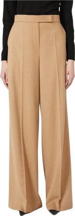 Max Mara Mxmfilato Pantalones Anchos - Trousers - Mujer - Beige - 2XS