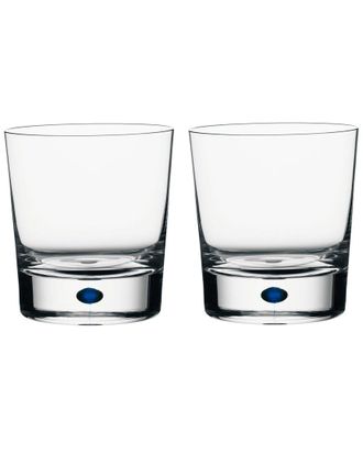 Kosta Boda Orrefors Intermezzo Blue Set of 2 Double Old Fashioned Glasses